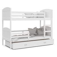 Dětská patrová postel se šuplíkem MATTEO - 200x90 cm - bílá