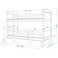 Dětská patrová postel s přistýlkou MATTEO - 200x90 cm - modro-bílá