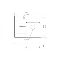 Kuchyňský granitový dřez MILAN - 57,4x47 cm - šedý - levý, otvor A, standard. sifon