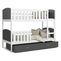 Dětská patrová postel se šuplíkem TAMI Q - 190x80 cm - šedo-bílá