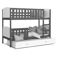 Dětská patrová postel s přistýlkou TAMI Q - 190x80 cm - bílo-šedá
