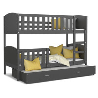 Dětská patrová postel s přistýlkou TAMI Q - 190x80 cm - šedá