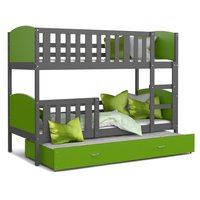 Dětská patrová postel s přistýlkou TAMI Q - 190x80 cm - zeleno-šedá