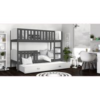 Dětská patrová postel s přistýlkou TAMI Q - 190x80 cm - bílo-šedá