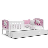 Dětská postel s přistýlkou TAMI R2 - 190x80 cm - HELLO KITTY - bílá