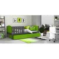Dětská postel se šuplíkem TAMI R - 160x80 cm - zeleno-šedá