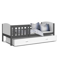 Dětská postel se šuplíkem TAMI R - 160x80 cm - bílo-šedá