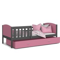 Dětská postel se šuplíkem TAMI R - 190x80 cm - růžovo-šedá