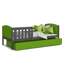 Dětská postel se šuplíkem TAMI R - 190x80 cm - zeleno-šedá