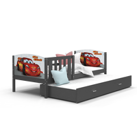 Dětská postel s přistýlkou TAMI R2 - 190x80 cm - BLESK MCQUEEN - šedá