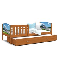 Dětská postel s přistýlkou TAMI R2 - 200x90 cm - POLICIE - dekor olše