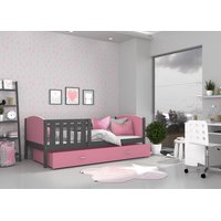 Dětská postel se šuplíkem TAMI R - 200x90 cm - růžovo-šedá