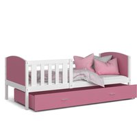 Dětská postel se šuplíkem TAMI R - 160x80 cm - růžovo-bílá