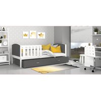 Dětská postel se šuplíkem TAMI R - 160x80 cm - šedo-bílá