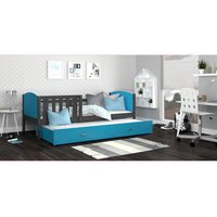 Dětská postel s přistýlkou TAMI R2 - 200x90 cm - modro-šedá