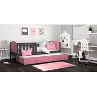 Dětská postel s přistýlkou TAMI R2 - 190x80 cm - růžovo-šedá
