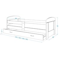 Dětská postel se šuplíkem PHILIP - 140x80 cm - bílá