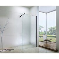 Koupelnová pevná zástěna WALK-IN 100 cm - černá - čiré sklo
