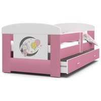 Dětská postel se šuplíkem PHILIP - 160x80 cm - růžová/králíček