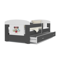 Dětská postel se šuplíkem PHILIP - 180x80 cm - šedá/mišák