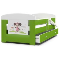 Dětská postel se šuplíkem PHILIP - 160x80 cm - zelená/myška