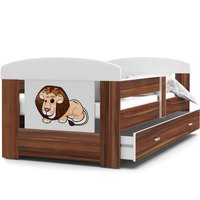 Dětská postel se šuplíkem PHILIP - 140x80 cm - havana/lev