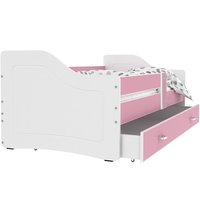 Dětská postel se šuplíkem SWEET - 160x80 cm - růžovo-bílá