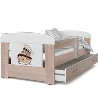 Dětská postel se šuplíkem PHILIP - 160x80 cm - sonoma/parník