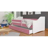 Dětská postel se šuplíkem SWEET - 160x80 cm - růžovo-bílá