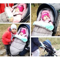 Dětský fusak do kočárku s kožešinou a rukávníkem – granátovo-modrý (31)