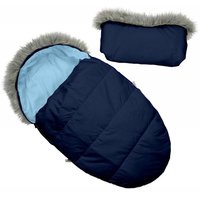 Dětský fusak do kočárku s kožešinou a rukávníkem – granátovo-modrý (31)