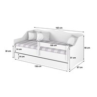 Dětská postel s přistýlkou LULLU 160x80cm - Black and White