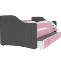 Dětská postel se šuplíkem SWEET - 180x80 cm - růžovo-šedá