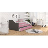 Dětská postel se šuplíkem SWEET - 160x80 cm - růžovo-šedá