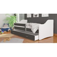 Dětská postel se šuplíkem SWEET - 160x80 cm - šedo-bílá
