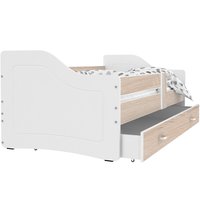 Dětská postel se šuplíkem SWEET - 140x80 cm - borovice-bílá