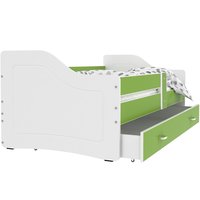Dětská postel se šuplíkem SWEET - 160x80 cm - zeleno-bílá