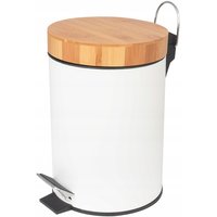 Odpadkový koš do koupelny s bambusovým krytem 3l - bílý