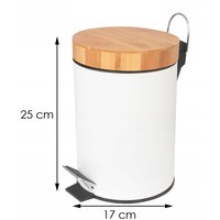 Odpadkový koš do koupelny s bambusovým krytem 3l - bílý