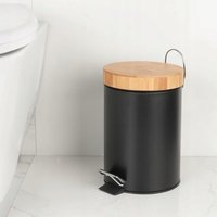 Odpadkový koš do koupelny s bambusovým krytem 3l - černý