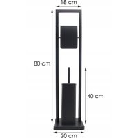 Držák toaletního papíru s WC štětkou - černý s klopou