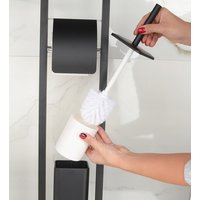 Držák toaletního papíru s WC štětkou - černý s klopou