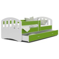 Dětská postel se šuplíkem HAPPY - 160x80 cm - zeleno-bílá