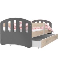 Dětská postel se šuplíkem HAPPY - 140x80 cm - sonoma-šedá