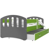 Dětská postel se šuplíkem HAPPY - 140x80 cm - zeleno-šedá