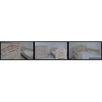 SKLADEM: Dětská postýlka s výřezem ŽIRAFA bez šuplíku - 120x60 cm - růžová + bílé příčky + matrace kokos/molitan