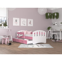 Dětská postel se šuplíkem HAPPY - 180x80 cm - růžovo-bílá