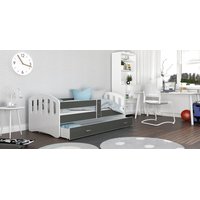 Dětská postel se šuplíkem HAPPY - 180x80 cm - šedo-bílá