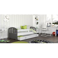 Dětská postel se šuplíkem HAPPY - 160x80 cm - bílo-šedá