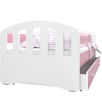Dětská postel se šuplíkem HAPPY - 140x80 cm - růžovo-bílá